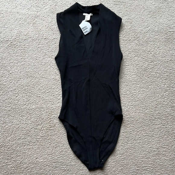H&M TREND Black STRETCH BANDAGE BODYSUIT TOP  Tank Top Blouse Tee Sleeveless 4 - Picture 1 of 9